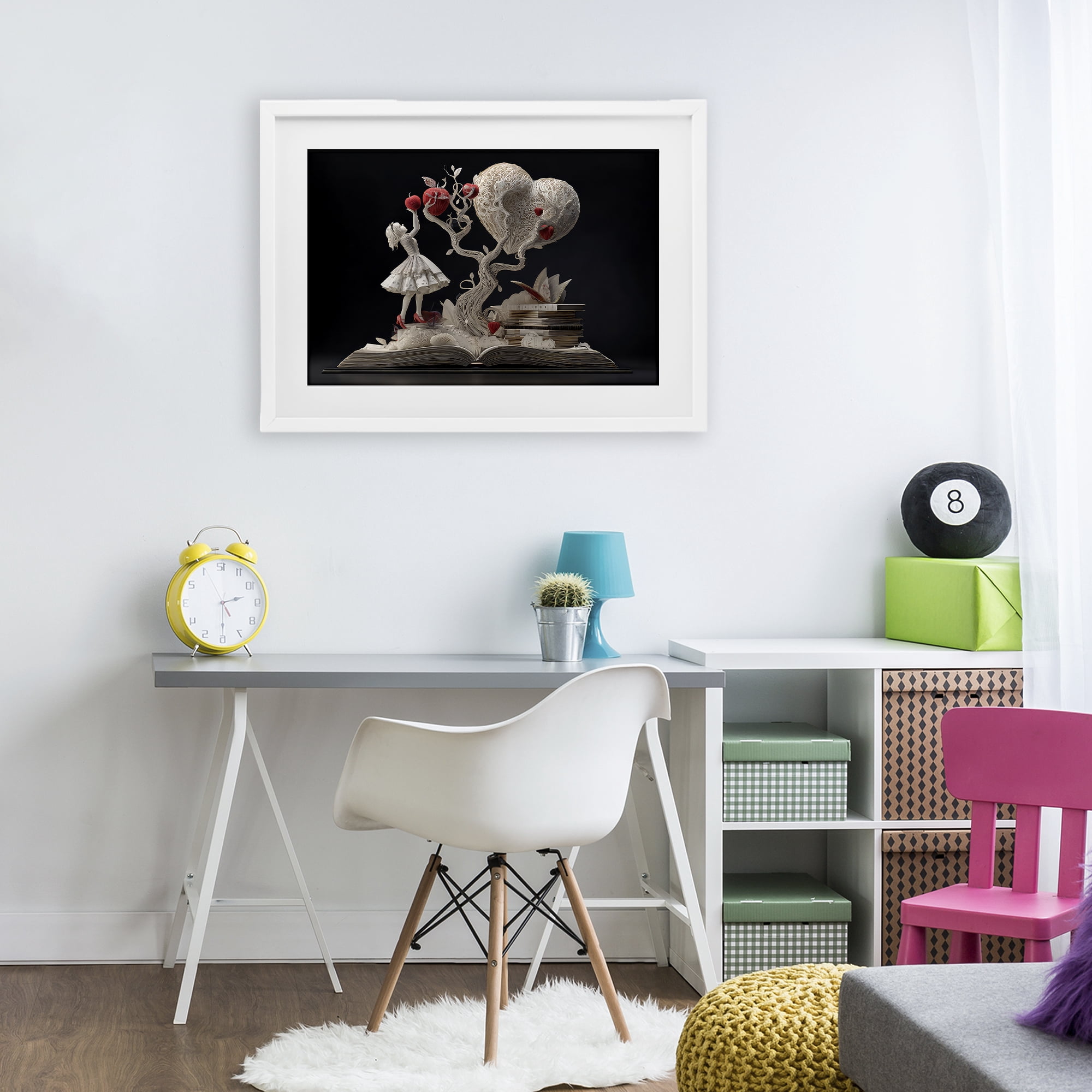 Stupell Industries Paper Sculpture Style Fairytale White Framed Print Under Glass, design by The Wands Want
