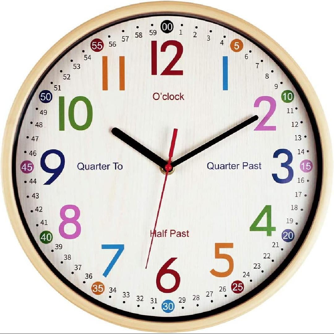 Teaching Clock for Kids | 12 inch Educational Wall Clock for Learning ...