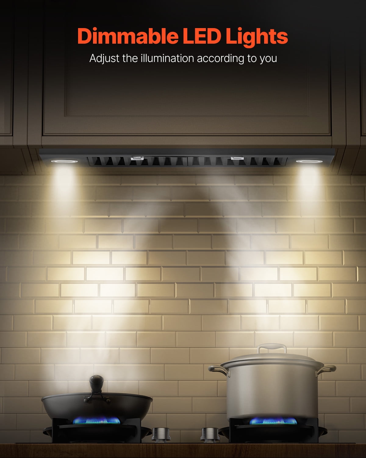 KFFKFF Kitchen Hood Insert, 30 Inch Integrated Ventilation System, 800CFM Stainless Steel Cooker Hood, Featuring Motion & Touch Operation, LED Illumination, Baffle Filters, Quad-Speed Exhaust Fan