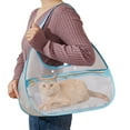 thumbnail image 5 of Cat Carrier Transparent Nylon Mesh Shoulder Carry: Foldable Handheld Portable for Travel Comfort - Adjustable Straps, Ventilation Windows, Safety for Small Pets on Trips, 5 of 6