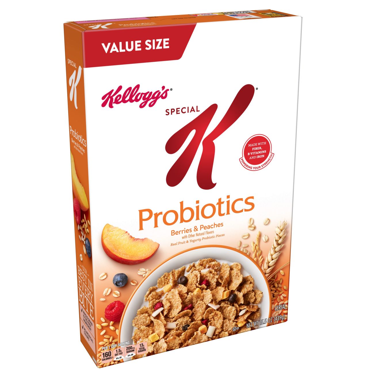 Kellogg's Special K Probiotics Berries and Peaches Breakfast Cereal, 15