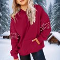 thumbnail image 5 of Lorytime Christmas Hoodies for Girls Boys Printed Sweatshirt Long Sleeve Tops with Pocket Drop Shoulder Pullover Red 140, 5 of 5
