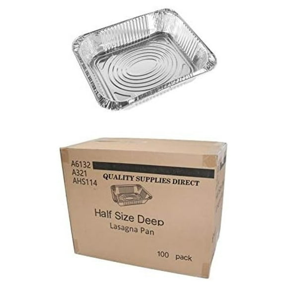 Aluminum Pans 9 x 13 Disposable Pans 1 Box (100 Box) Half Size Deep Table Pans, Economy Value - Tin Pans Great For Cooking, Heating, Storing And Food Prepping
