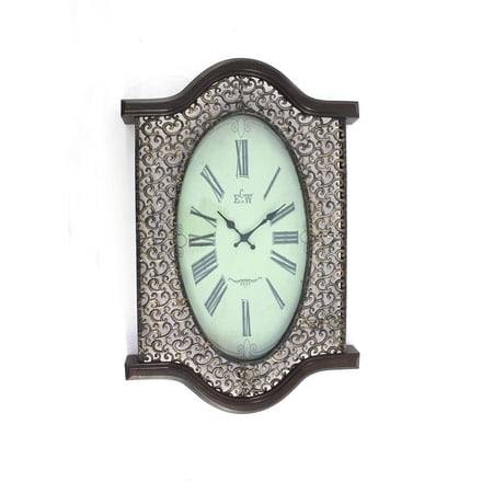 Metal & Wood Wall Clock-Finish:Black