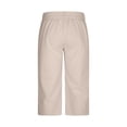 thumbnail image 5 of Betivan Men's Linen Capri Pants Elastic Waist Solid Color Breathable Lightweight Calf Length Loose Fit Beach Vacation Outdoor Daily Trousers, 5 of 9
