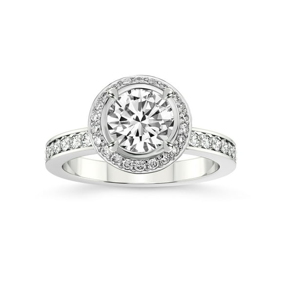IGI Certified 3 Carat Round Shape Lab Grown Diamond Engagement Ring | 14K White Gold | Around the Globe Halo Diamond Ring | FG-VS1-VS2 Quality Friendly Diamonds