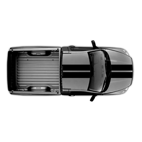Clausen's World 10" Double Rally Center Racing Stripes Vinyl Decal Graphics - Compatible with Dodge Ram