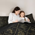 thumbnail image 4 of jejeloiu Retro Floral Queen Comforter Set,Diamond Print Comforter Sets Queen For Adults,Black Gold,Black Reversible,3-Piece,1 Comforter and 2 Pillowcases, 4 of 7