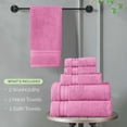 thumbnail image 3 of Elegant Comfort 6-Piece Towel Set - Three Line Popcorn Design, 100% Turkish Cotton, Soft and Absorbent, Quick-Drying, 2 Bath Towels, 2 Hand Towels, 2 Washcloths - Light Pink, 3 of 5