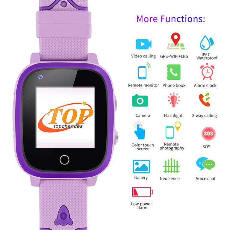 Reloj inteligente para niños, 4G WiFi GPS LBS Tracker SOS  llamada de emergencia, video chat, relojes inteligentes para niños, reloj  de teléfono impermeable IP67 para niños y niñas, compatible con  Android/iPhone