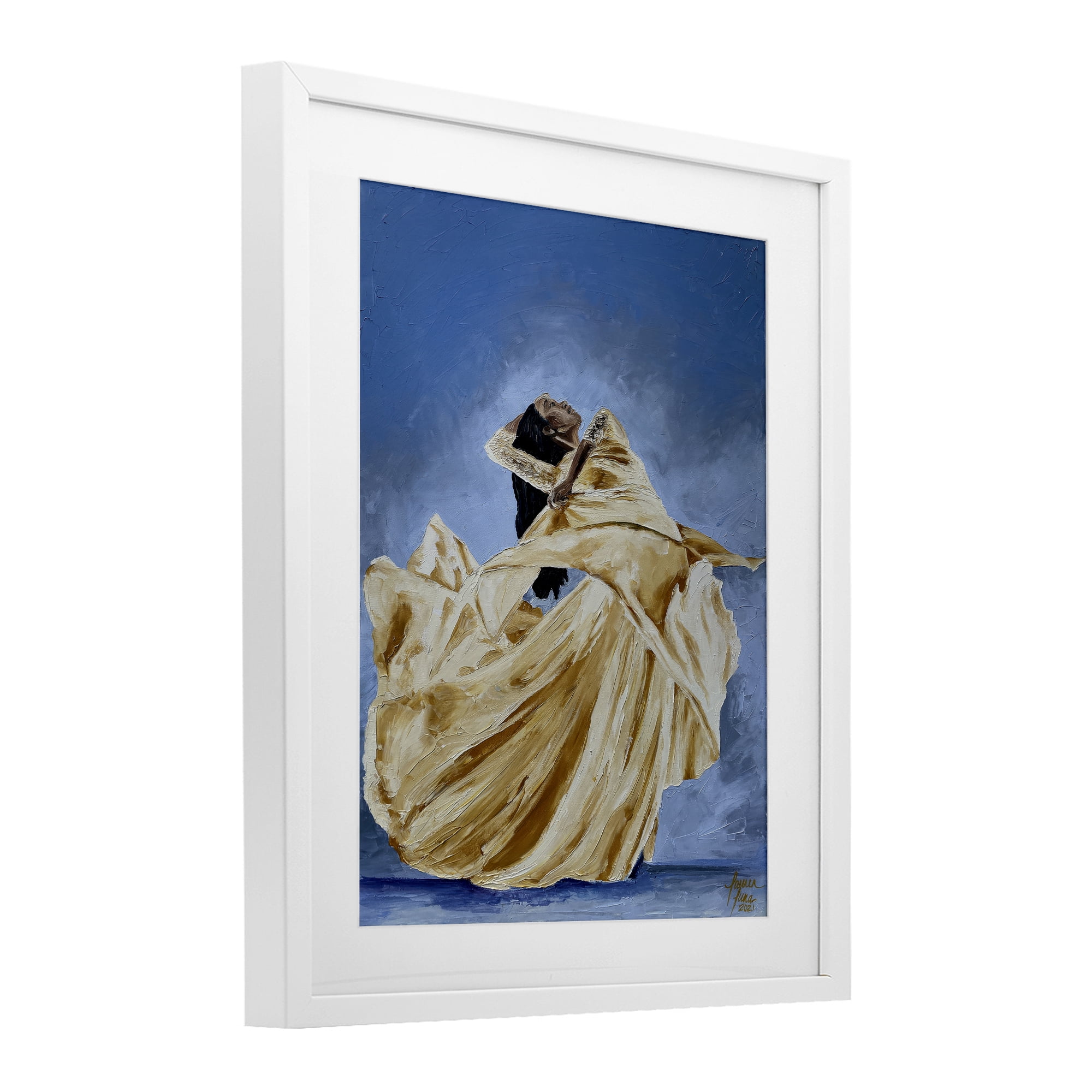 Stupell Industries Expressive Elegant Dancer White Framed Print Under Glass, design by Lauren Luna