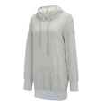 thumbnail image 5 of Letdown Long Sleeve Sweatshirts Dresses for Women 2025 Fall Oversized Crewneck T Shirts Casual Stright Hooded Tunic Dress Knee Length (Grey, L), 5 of 8