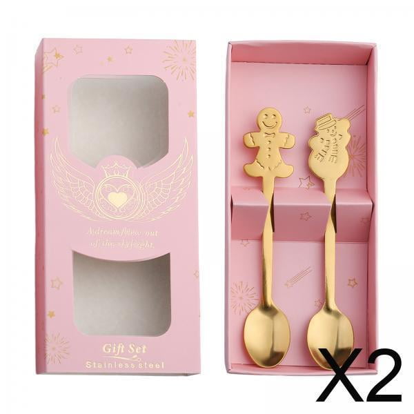 Cucharas de postre,Juego de cucharas de café navideñas de acero inoxidable,Cucharas de té,sopa,cuchara de postre,cuchara navideña,Cucharas de postre para decoración de vajilla de fiesta de