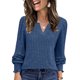 thumbnail image 2 of Camiseta de maestra/o,Camiseta de cuello en V para mujer, blusa informal de manga larga, top holgado, mezcla de algodón suave, ideal para el hogar y el uso diario, sopatenor, 2 of 9
