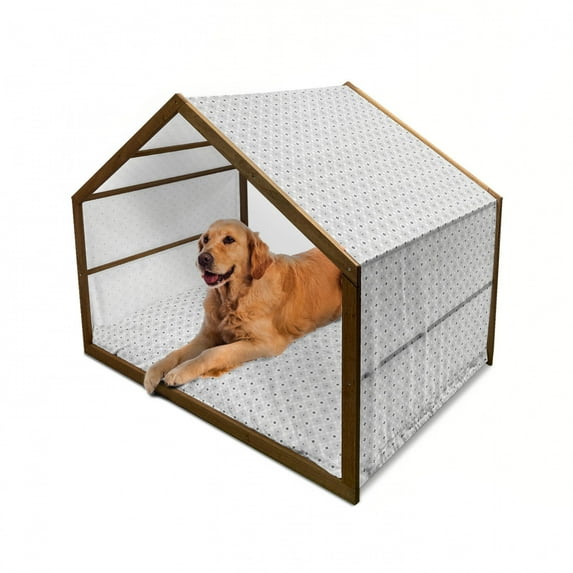 Black and White Pet House, Geometric Diagonal Squares and Stripe Forms Pattern Modern Style Design, Outdoor & Indoor Portable Dog Kennel with Pillow and Cover, 5 Sizes, White Black, by Ambesonne