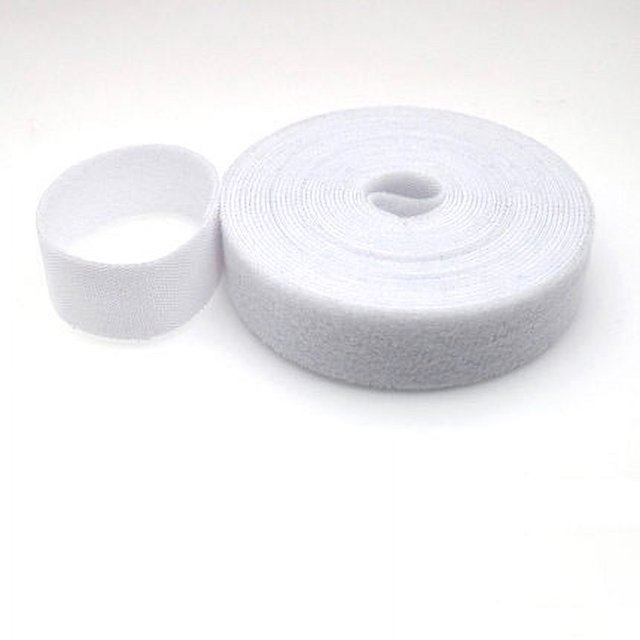 5M Hook Loop Cable Ties Reusable Fastening Tape Straps Cable Management Ties Cable Straps Adjustable Cord Ties Cord Organizer White 5Meter-Length Width 10mm