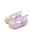 thumbnail image 2 of Tigivemen Toddler Baby Girls Cirb Shoes Infant Newborn Flower Cotton Walking Shoe Mary Jane Flats Purple Size 5, 2 of 8