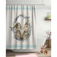 thumbnail image 2 of Easter Shower Curtain Watercolor Bunny Shower Curtains for Bathroom Decor Aqua Green Stripes Floral Wreath Bath Curtains Sets for Spring Easter Bathroom Decor Fabric Waterproof Extra Long 72" X 84", 2 of 5