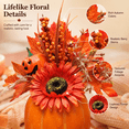 thumbnail image 3 of Artificial Foam Pumpkin Table Centerpiece, Fall Harvest Arrangement with Maple Leaves Berries Sunflower Gourds, Halloween Thanksgiving Decor for Home Dining Table Mantel Shelf, E, 3 of 8