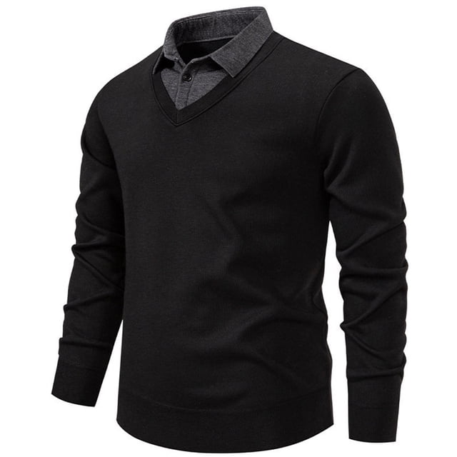Blusa y camisa de manga larga con cuello vuelto para hombre, camisa de punto con bloques de color, blusa ajustada de manga larga con cuello vuelto y medio botón, blusa de poliéster para hombre