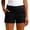 Black, variant on Womans Shorts Women's Elastic Waist Chino Shorts with Pockets Belt Loops Cuffed Hem Polyester Casual Workwear Or Everyday Wear