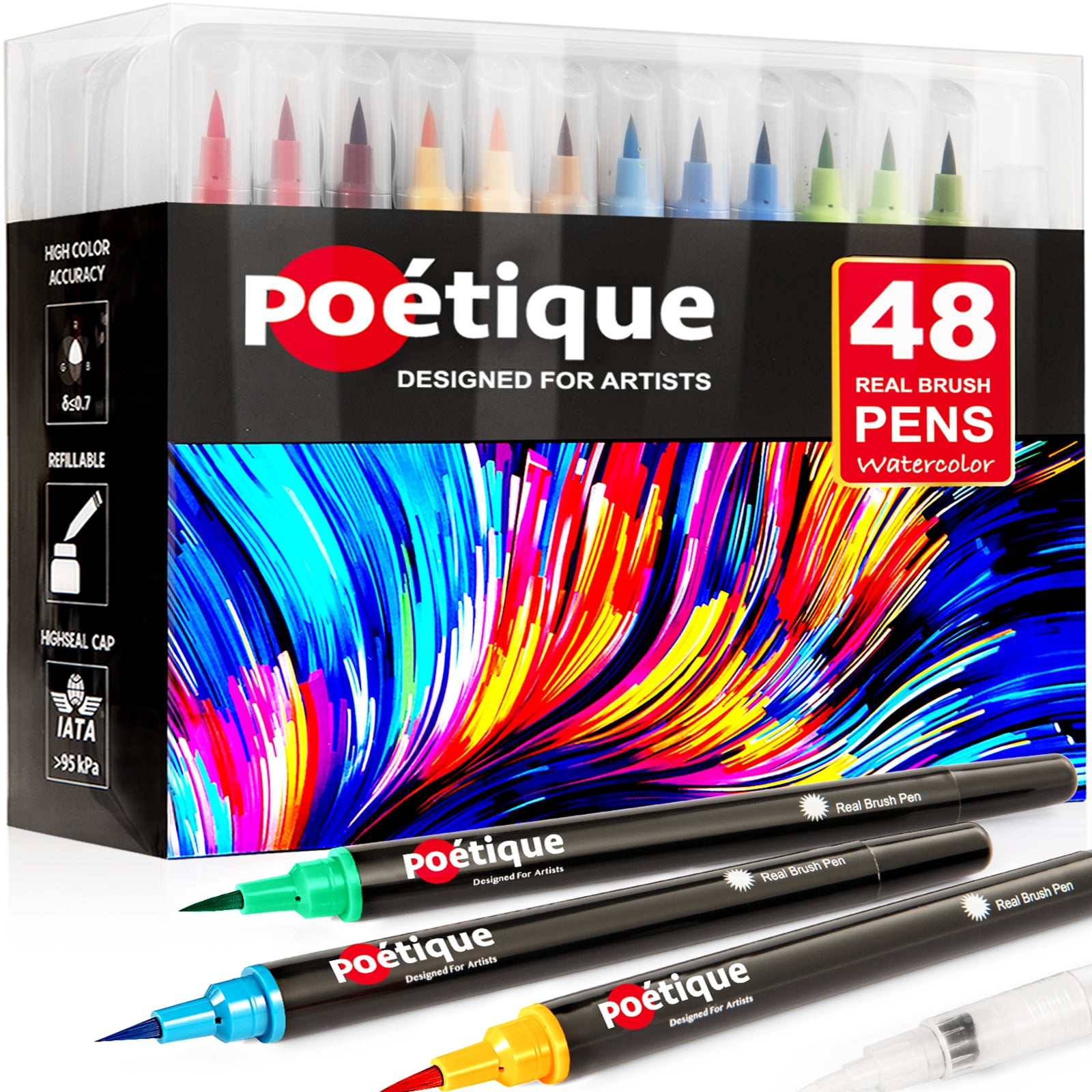48Pack Watercolor Brush Pens,Watercolor Paint Markers 48 Colors Fine& Brush Tip Artist Drawing