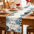 thumbnail image 5 of Turquoise Brown Spring Floral Cotton Linen Rectangle Table Runners 13"x48", Retro Summerbotanical Coffee Table Runner Dresser Scarves Luxury Table Runners for Wedding Party Banquet Dinner Decor, 5 of 8