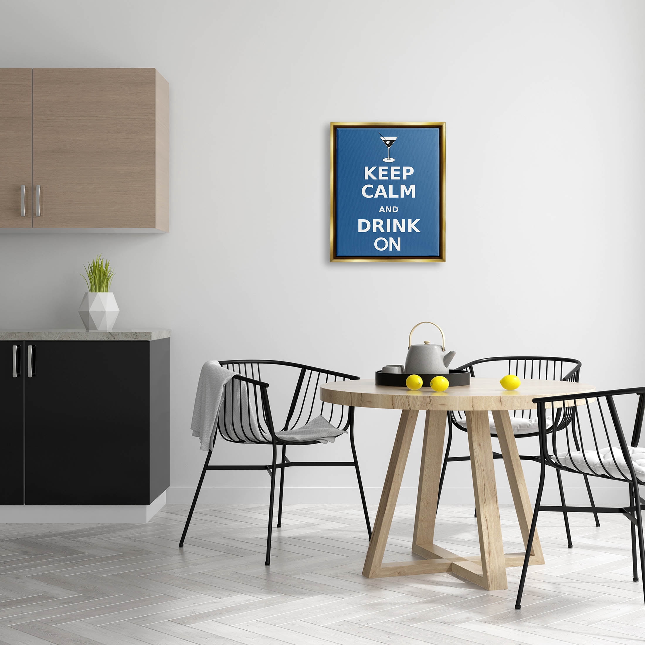 Keep Calm & Drink On Martini Food & Beverage Graphic Art Metallic Gold Framed Art Print Wall Art