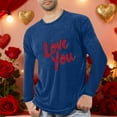 thumbnail image 2 of SERTG Mens Valentine Print Sleepshirt Long Sleeve Round Neck Homewear Breathable Top Soft Comfortable Home T-Shirt Pajamas(Dark Blue,4XL), 2 of 4