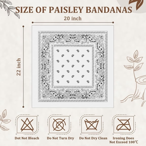 WEIFEI-12 Pack Bandanas Unisex Paisley Cowboy Bandanas Bulk Multi Purpose Headband Scarf for Men Women Costume