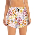 thumbnail image 2 of Xecao's Colorful Floral for a double-layer running short for women, perfect for gym, tennis, and more, featuring a convenient pocket., 2 of 9
