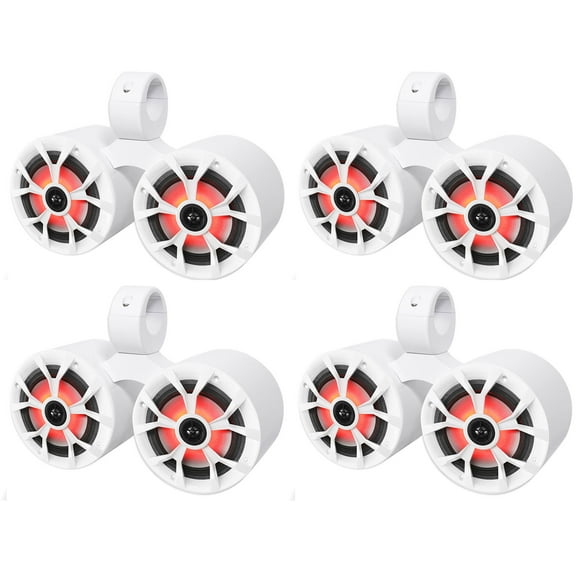 4) Rockville RKL65MBW Dual 6.5" Marine Wakeboard LED Speakers 2 Color Grilles