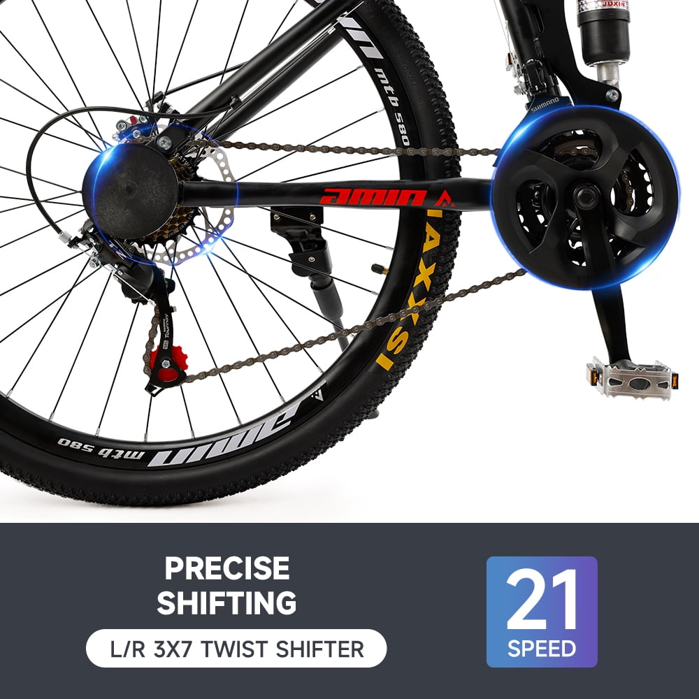 Folding Mountain Bike, Shimano 21 Speed, 26 Inch Adult Bicycle Dual Disc Brake Foldable Bike for Men Womens