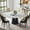 Matte White & Black, variant on POVISON-47" Modern Round Dining Table for 4, Glossy Pandora Sintered Stone Round Dining Table, Solid Black Carbon Steel Base