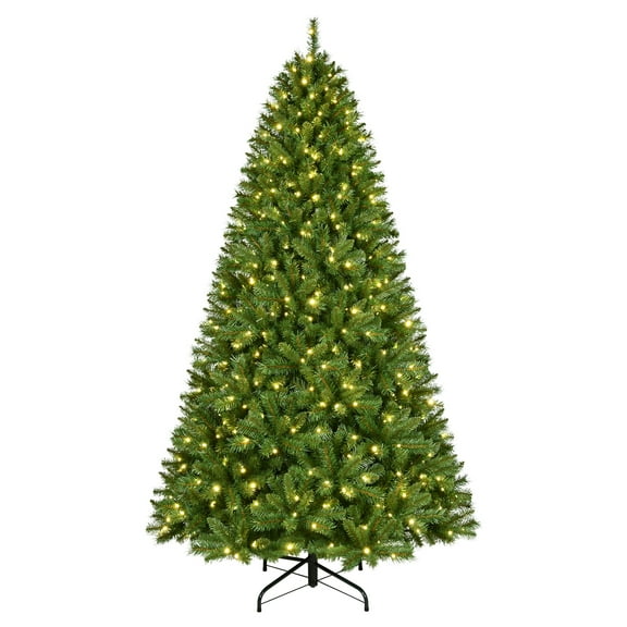 7.5 ft Pre-lit Evergreen Sure-Lit Pole Spruce Tree, Green, 400 Color-Changing LED, by Holiday Time