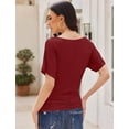 thumbnail image 5 of Weardear Womens Ruched Tops Dolman Short Sleeve Shirts Casual T Shirts Boat Neck Summer Off Shoulder Batwing Tops, 5 of 6