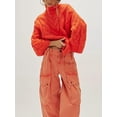 thumbnail image 3 of Czanzd Womens Cable Knit Turtleneck Sweater Oversized Loose Pullover Tops-Orange,L, 3 of 8