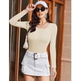 thumbnail image 5 of MOSHU Thermal Tops for Women Scoop Neck Slim Fit Basic Top Ribbed Thermal Undershirts Layering Tee Womens Long Sleeve Shirts, 5 of 11