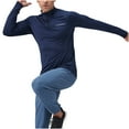 thumbnail image 5 of cfhntfmh Mens 1/4 Zip Pullover Workout Performance Tshirt Long Sleeve Hiking Outdoor Shirts Quick Dry Gym Tops(Navy,Large), 5 of 6