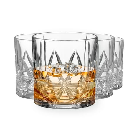 Orrefors Peak Double Old Fashioned Glass (Set of 4) - 11.5 Fl. Oz., Royal Peak Design, Glassware for Whiskey, Bourbon, Gin, Serving Cocktails & Margaritas, Dishwasher Safe