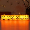 thumbnail image 2 of Halloween Candles, Jack-o'-Lantern Orange Flameless Candles, Battery Operated LED Candle Light for Halloween Decoration,1.77", Set of 6, 2 of 3