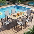 thumbnail image 3 of Lofka 7-Piece Outdoor Patio Dining Set ,Patio Conversation Set with 1 Metal Steel Table and 6 Textilene Chairs for Courtyard, Backyard, Pool,Gray, 3 of 13
