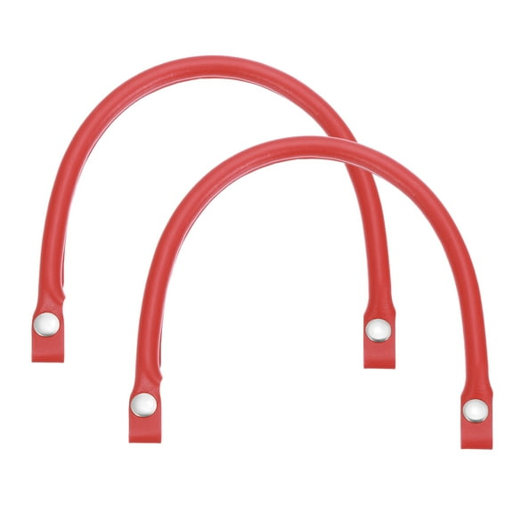 2Pcs PU Leather Purse Handles, 0.6" x 16" Short Bag Purse Bag Straps with Silver Button Bag Making Supplies, Red