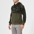 thumbnail image 3 of Hombres Otoño Sudadera Con Capucha Color Bloqueo Cordón Espesar Bolsillo Costilla Cierre De Punto Suelto Casual Manga Larga Jersey Con Capucha Top Verde XXL, 3 of 6