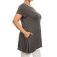 thumbnail image 3 of Women's Casual Solid Color Short Sleeve Tunic Top With Pockets, 3 of 5