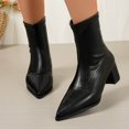 thumbnail image 5 of Heisall Women's Boots Back Zipper Pointed Toe Chunky Heel Mid Heel Ankle Boots Fashion Casual, 5 of 8