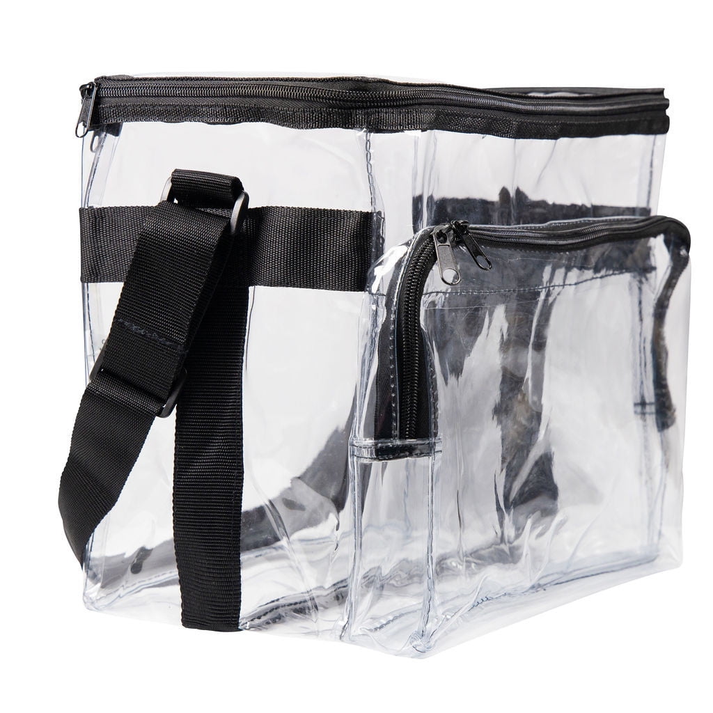Details about   Large Clear Lunch Bag Box Tote Shoulder Strap Front Storage Zippered Pocket Kit