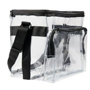 Large Clear Lunch Bag Heavy Duty Clear Lunch Box with Adjustable Straps and Front Storage Compartment