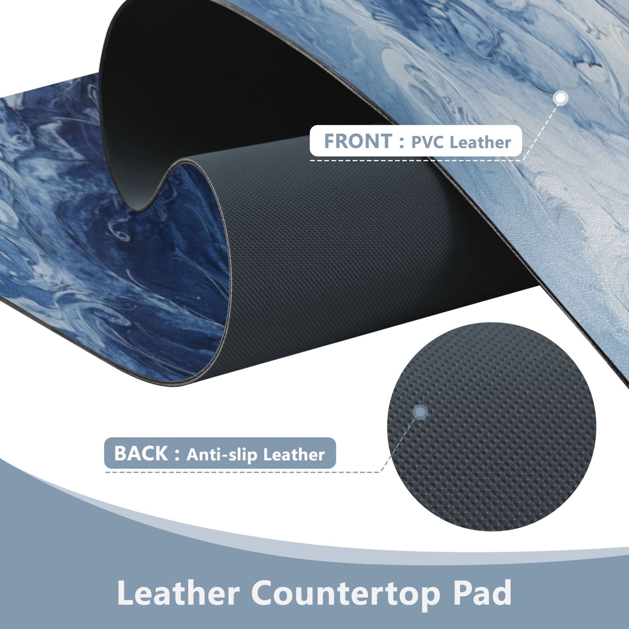 Wobogo Blue Dragon and Fox Gaming Mouse Pad Non-slip Leather Desk Mat Water Resist Keyboard Pad for Gamer Office 16.5×35.4in