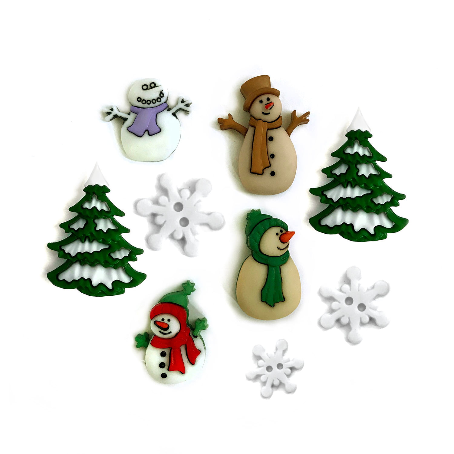 Christmas Tree Plastic Shank Buttons Presents Reindeer Santa 6 Stocking 